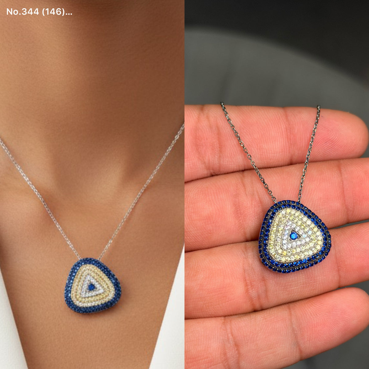 Ferizz nazar silver chain pendant