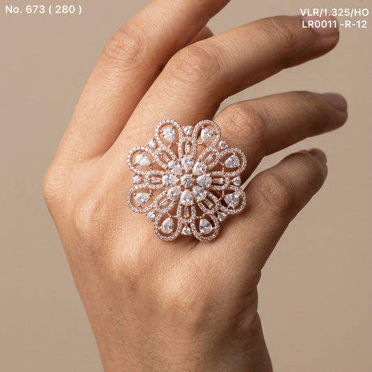 Crystal orbit silver ring for women