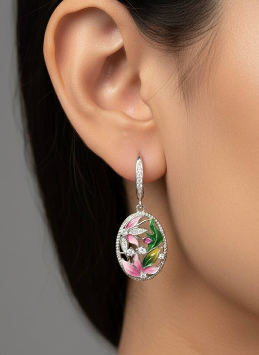Bloom drizzle silver earrings
