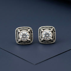 Garnet silver stud
