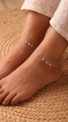 Elegant Diamond Block Silver Payal