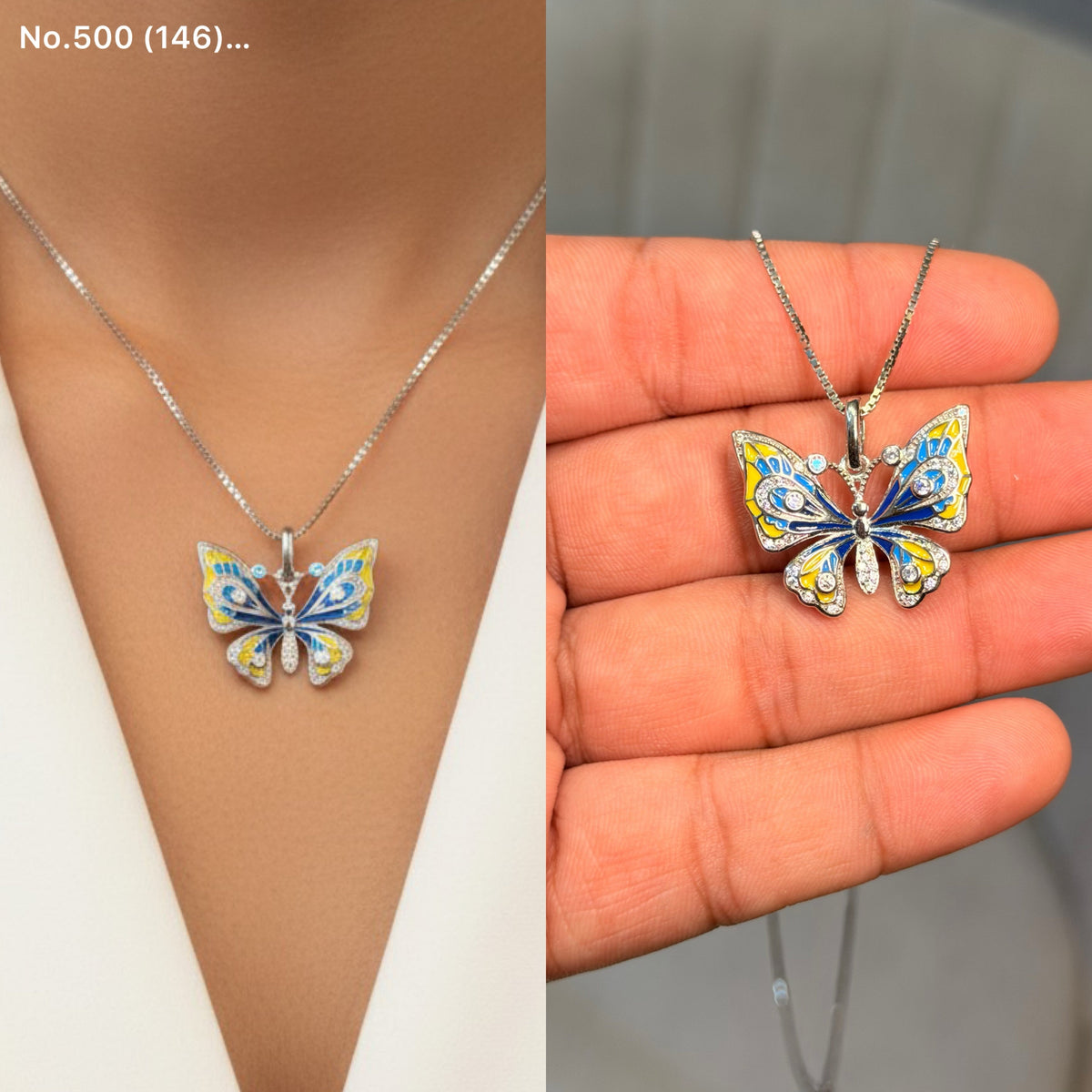 Luna Butterfly silver chain Pendant