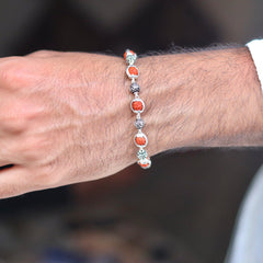 Silver Om Beads Capping Rudraksha Bracelet