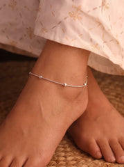 Silver multi Bead Anklet
