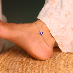 Silver Noor E Nazar Anklet
