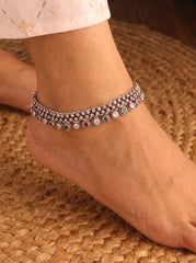 Maharani Style Silver Payal for Women