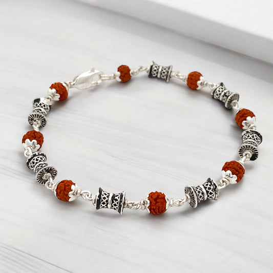 Silver Damroo Rudraksha Bracelet