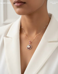Pearl petal charm silver chain  pendant