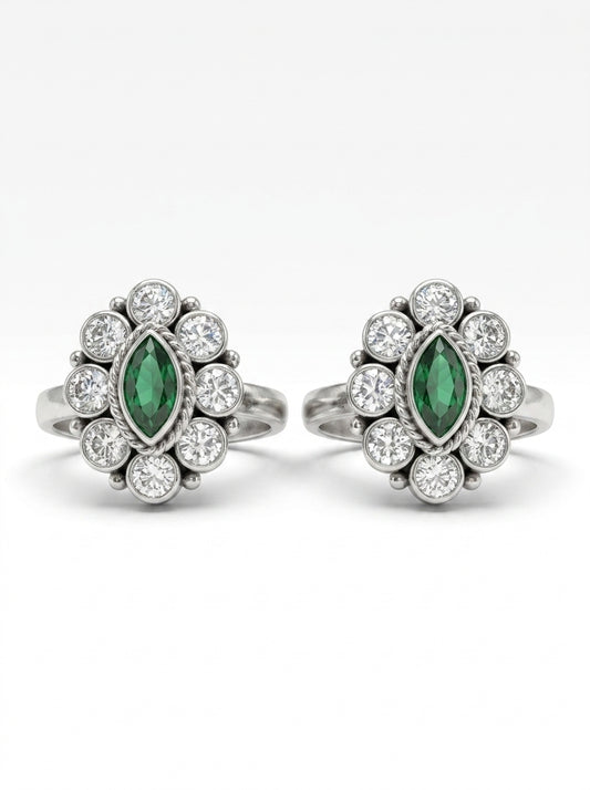 Mrinal oxidised silver toerings for women