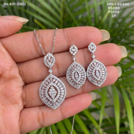 Celestial drop shine silver pendant set