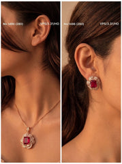 Ruby glow silver pendant set for women