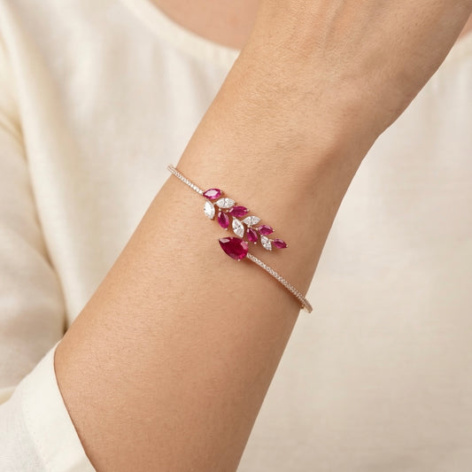 Scarlet Leaf Spark silver kada for women