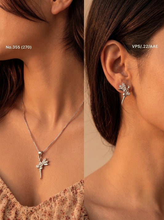 Glitter muse silver pendant set for women