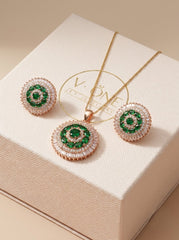 Green grace silver pendant set for women