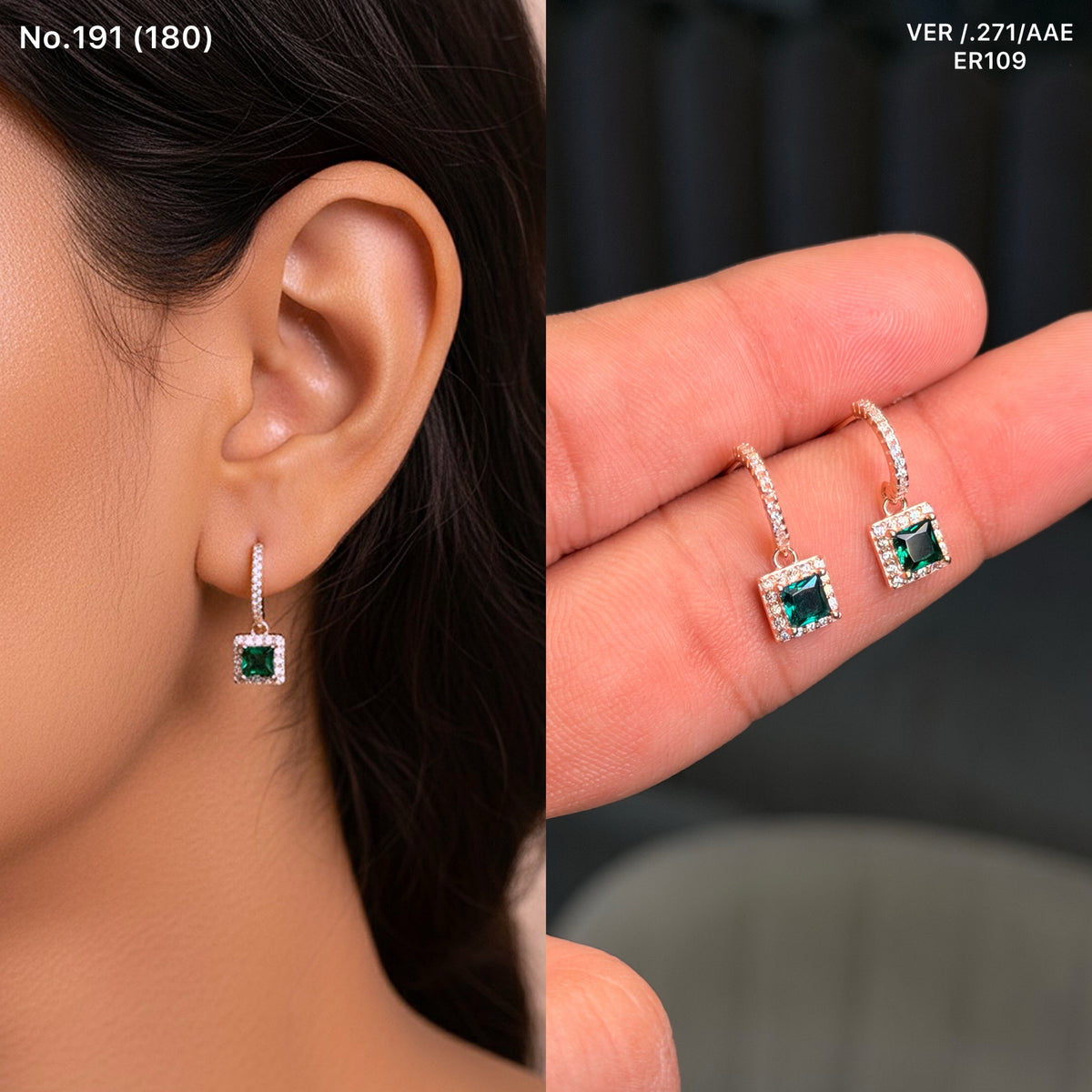 Celestia mint glow silver earrings