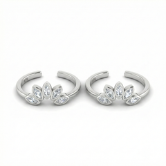 Luna Crystal silver toe rings for women