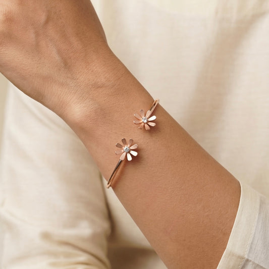 Blossom mist silver kada for women