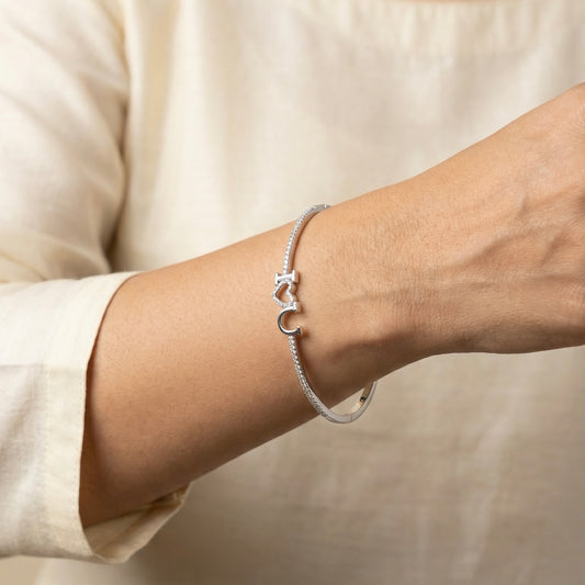 Love charm silver kada for women