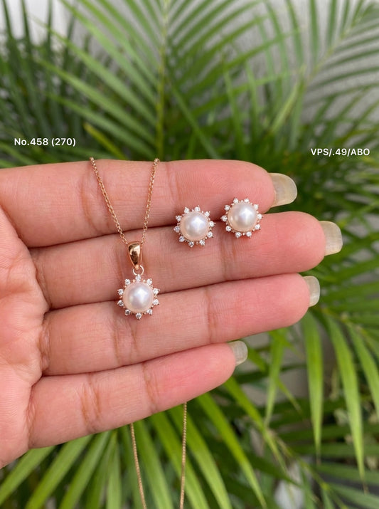 Pearl whisper silver pendant set for women