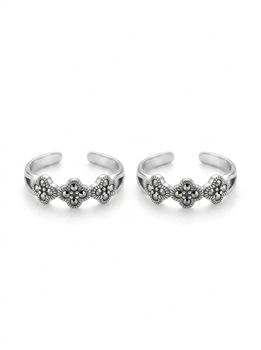 Black aura silver toerings for women