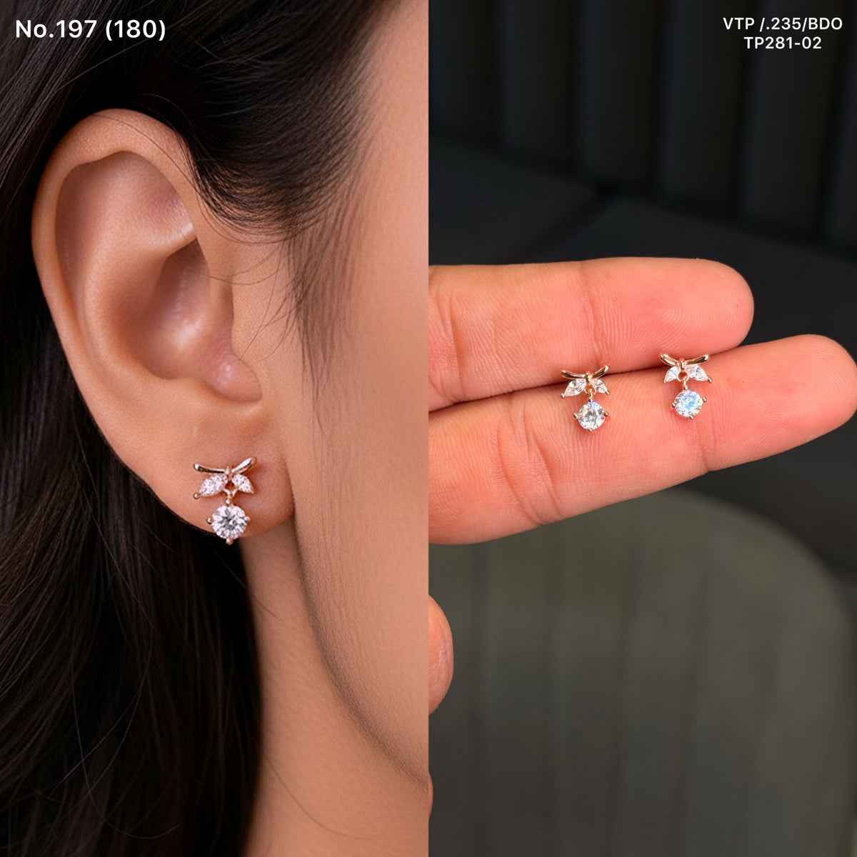 Pure dew petal silver stud