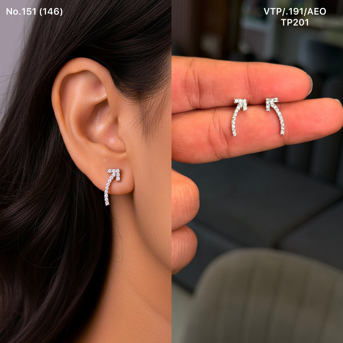 Arrow gleam silver stud