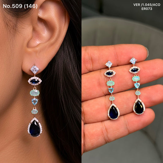 Ocean mist danglers silver earrings