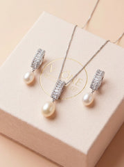Velvet pearl silver pendant set for women