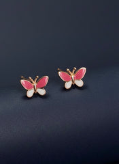 Pink pop flutter silver studs