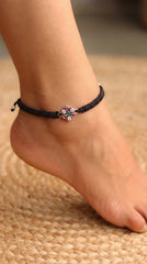 Charming Far Apart Flower Stone Silver Payal for Women