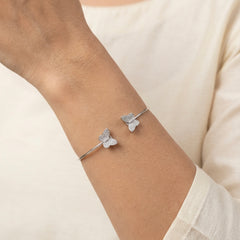 Twin flutter spark silver kada for women