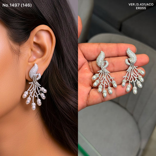 Leaf luxe silver earrings