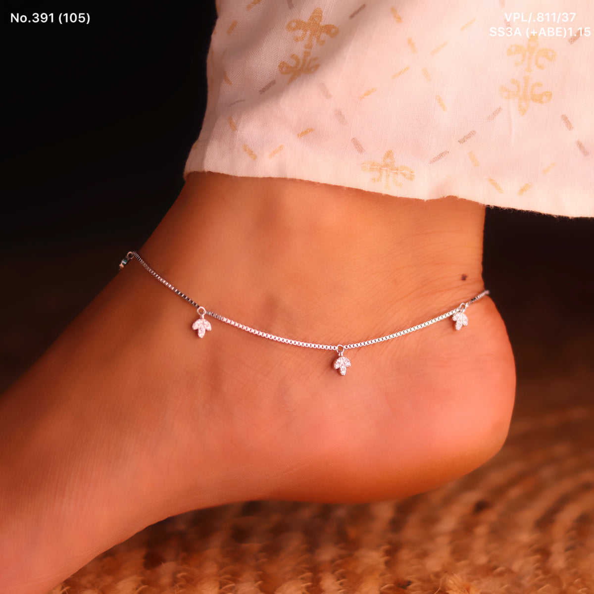 CharmLoop Silver Payal for Women