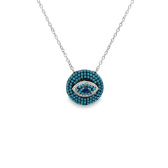 Evil eye eclipse silver chain pendant