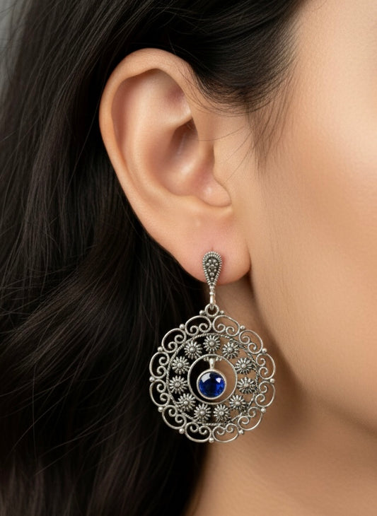 Blue horizon silver earrings