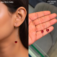 Crimsom block silver earrings