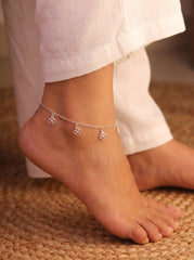 Floral charms silver Payal for women