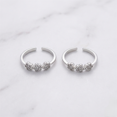 Serene bloom silver toerings for women