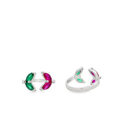Jewel leaf silver toe rings for women