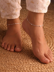 Silver multi Bead Anklet