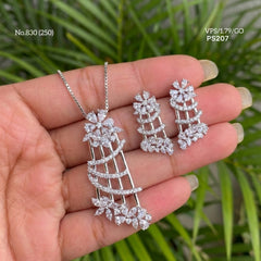 White harmony spark silver pendant set for women