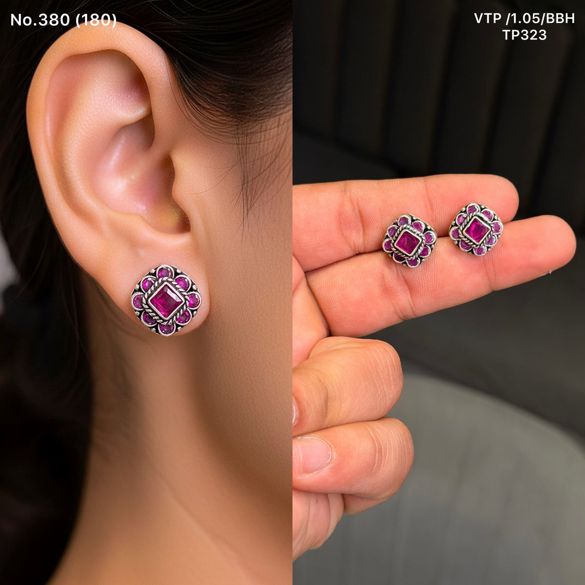 Violet grace silver stud