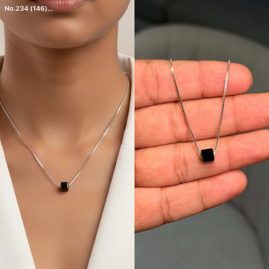 Black aura silver chain pendant