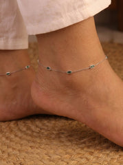 Green symphony silver Payal for women
