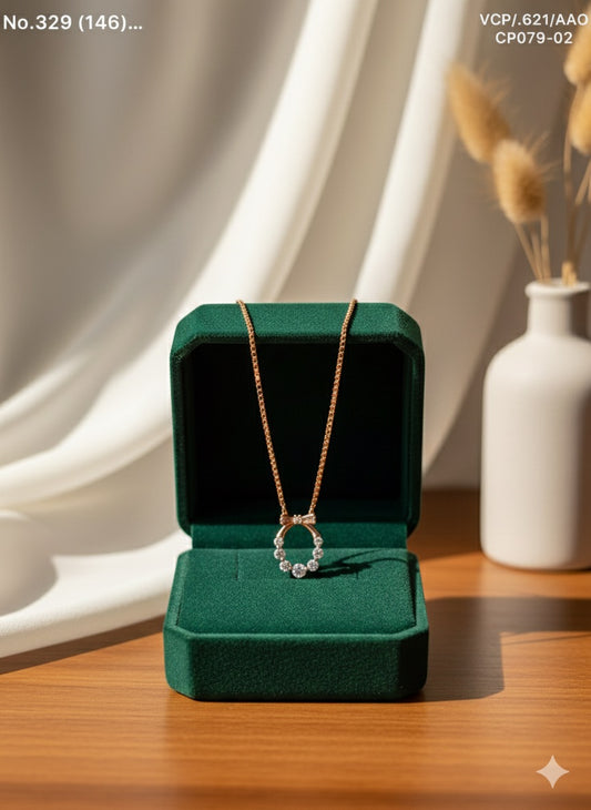 Ribboned charm silver chain pendant