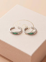 Green Crystal silver toerings