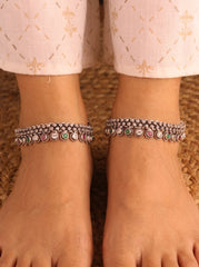 Maharani Style Silver Payal for Women