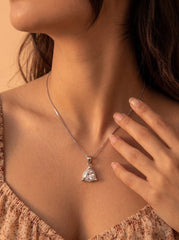 Heart charm silver pendant set for women