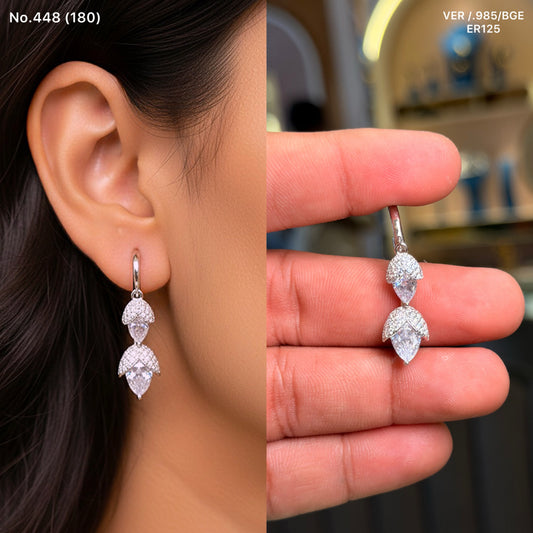 Urban leaf sparkle silver earrings