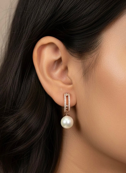 Pearl aura silver earrings